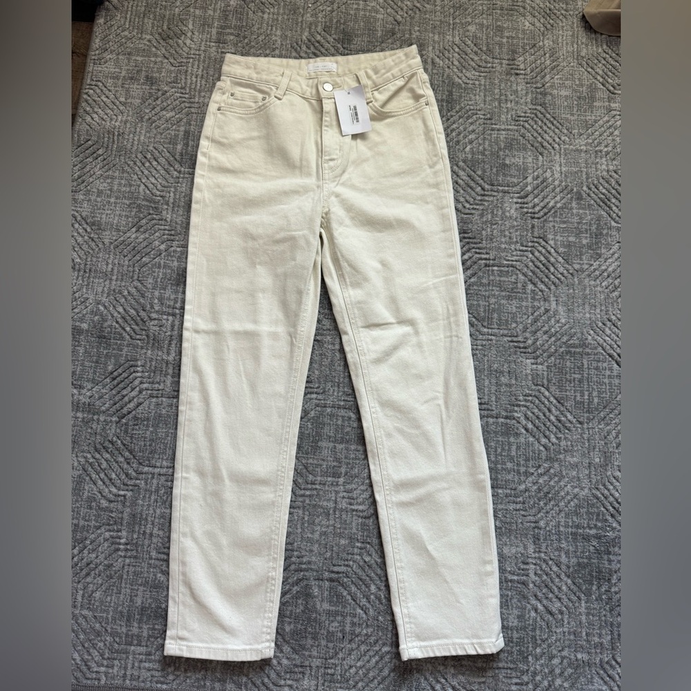 Women’s High-Rise Straight Leg Pants in Off-White NWT